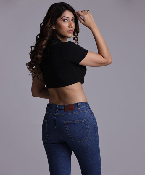 Mid Waist Blue Jean